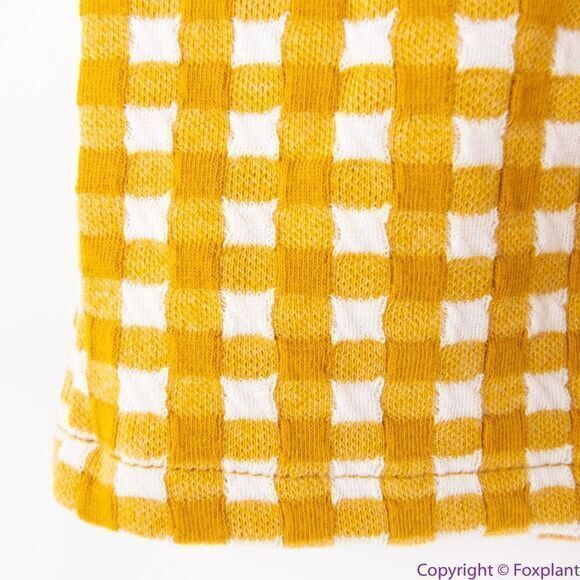 NEW Madewell Gingham Knit Ruffle-Hem Top, color: gold, L - Picture 13 of 16